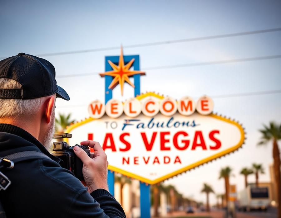 Photographer capturing the Welcome to Las Vegas sign